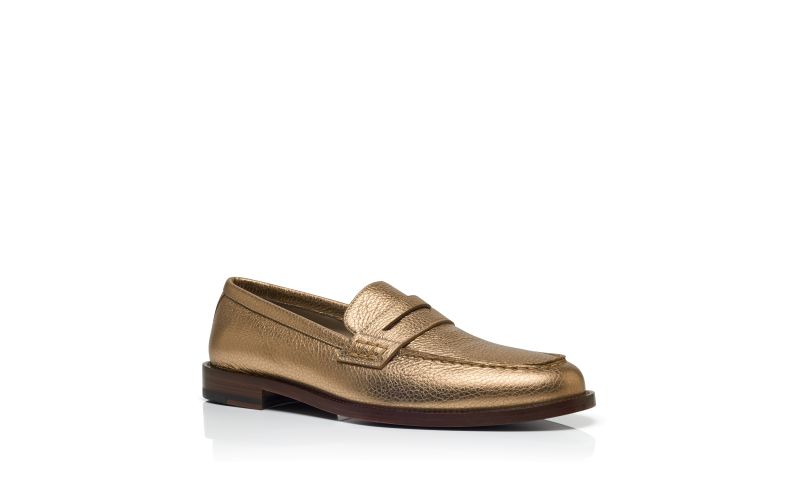 Perry, Bronze Calf Leather Penny Loafers - US$448.00