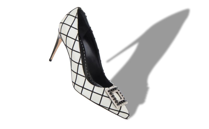 Latexa, Monochrome Satin Embellished Buckle Pumps - £1,095.00 