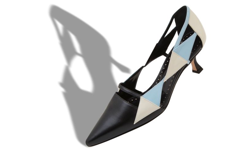 Hakir, Black, Cream and Blue Nappa Leather Pumps - US$568.00