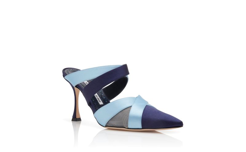 Oyounak, Blue Satin Crossover Mules - AU$788.00