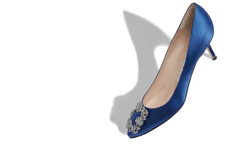 Hangisi 50, Blue Satin Jewel Buckle Pumps - €1,075.00