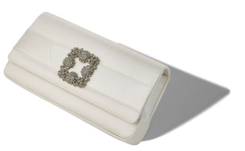 Gothisi, Light Cream Satin Jewel Buckle Clutch - £1,175.00 