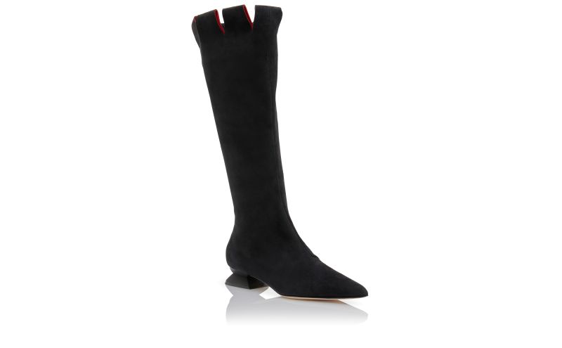 Olle, Black Suede Knee High Boots  - AU$2,625.00