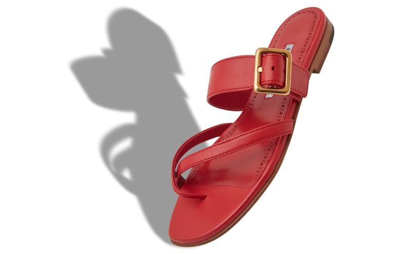 Thalusa, Red Nappa Leather Flat Sandals - US$438.00