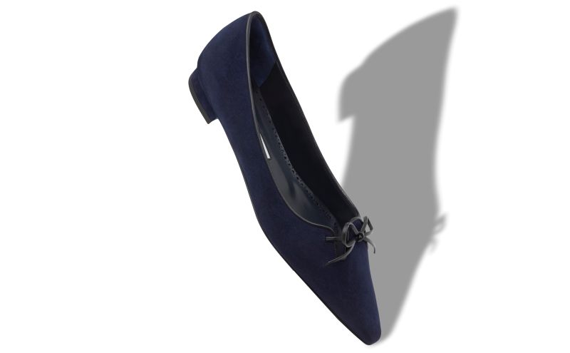 Esmaa, Navy Blue Suede Ballerina Flats  - US$358.00 
