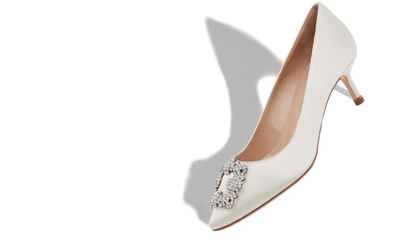 Hangisi 50, Light Cream Satin Jewel Buckle Pumps - AU$1,945.00