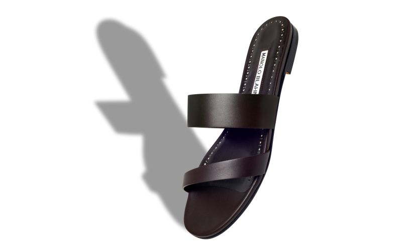 Serrato, Dark Brown Calf Leather Flat Sandals - US$465.00