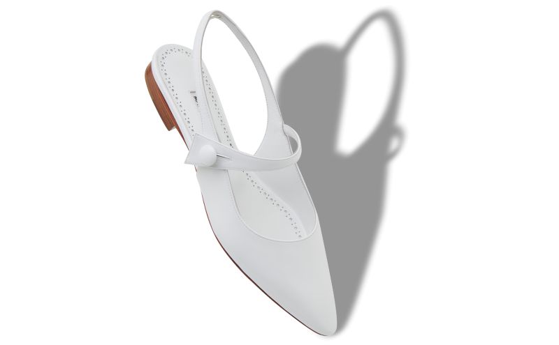 Didionflat, White Patent Leather Slingback Flat Pumps  - AU$1,390.00 
