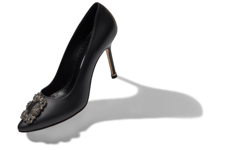 Hangisi, Black Calf Leather Jewel Buckle Pumps - CA$1,615.00 