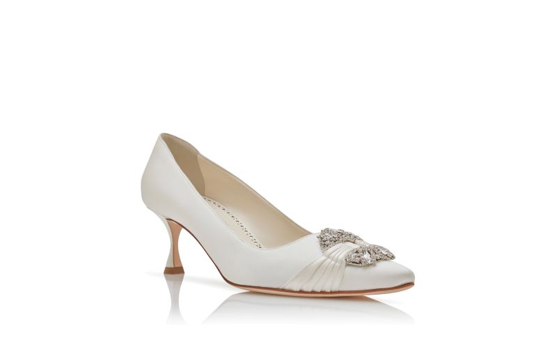 MAIDAPUMP, Cream Satin Embellished Buckle Pumps , 2144 AUD