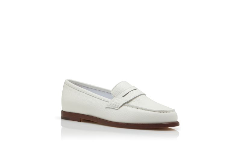 Designer White Calf Leather Penny Loafers