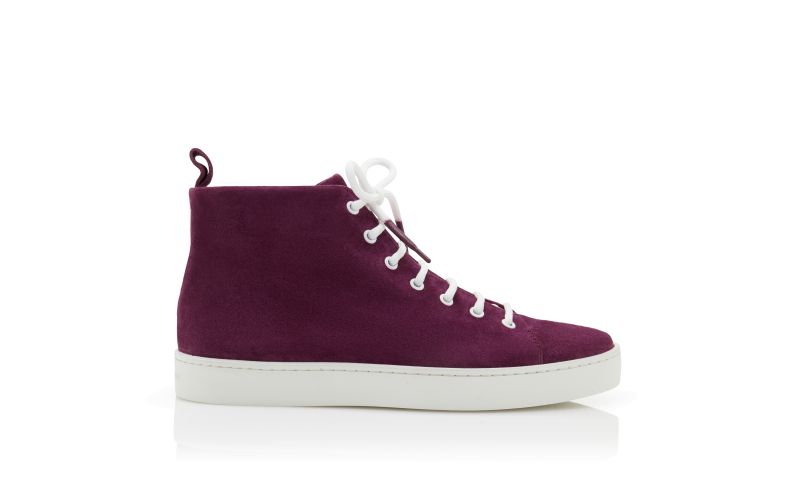 Side view of Semanadohi, Dark Purple Suede Lace-Up Sneakers - CA$568.00