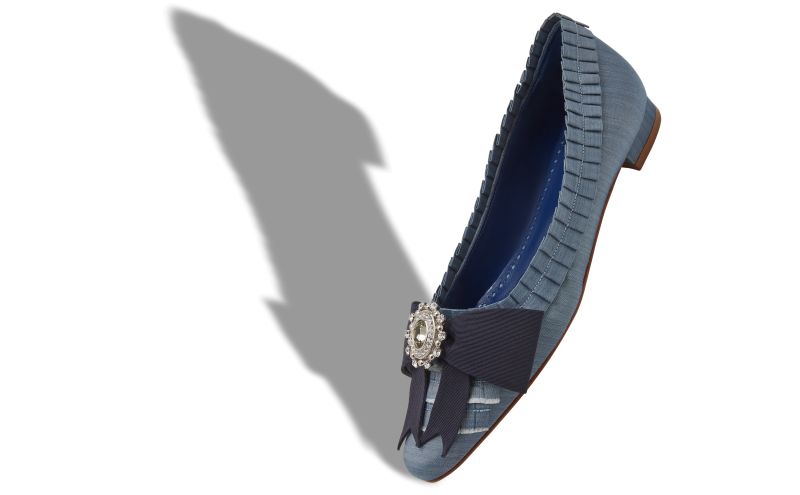 Fontettes, Blue Silk Bow Detail Flat Pumps - €1,295.00