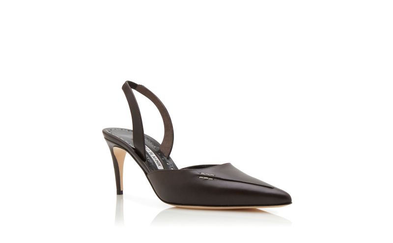Homerasli, Dark Brown Calf Leather Slingback Pumps - £695.00