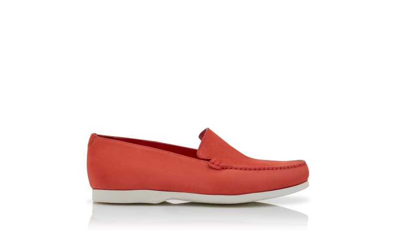 Side view of Monaco, Orange Suede Boat Shoes - CA$538.00