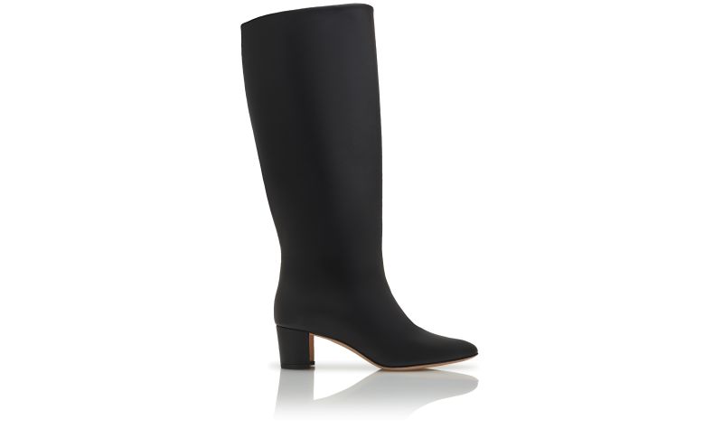 Side view of Myra, Black Calf Leather Knee High Boots  - €1,495.00