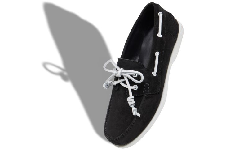 Sidmouth, Black Suede Boat Shoes - AU$1,195.00