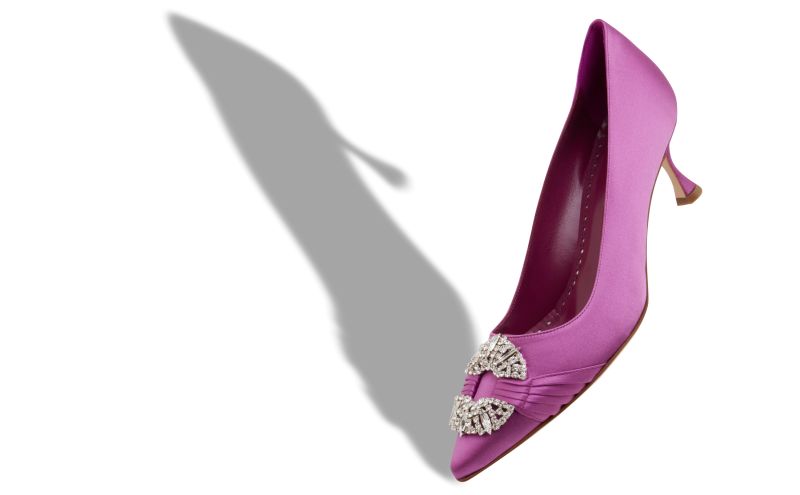 Maidapump, Purple Satin Embellished Buckle Pumps  - US$1,245.00