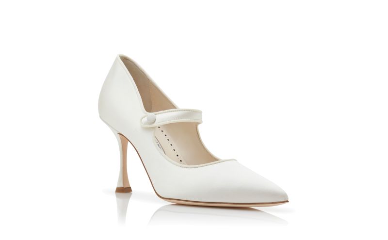 Camparinew bridal, Cream Satin Pointed Toe Pumps - US$825.00