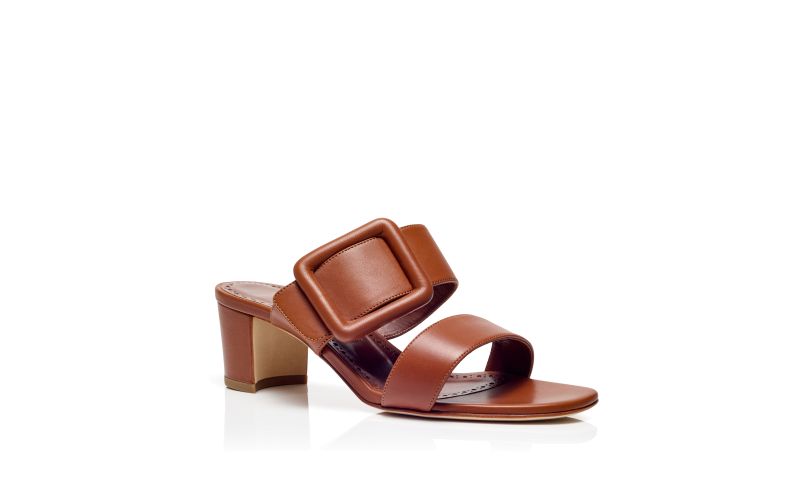 Titubanew, Brown Nappa Leather Open Toe Mules - US$845.00
