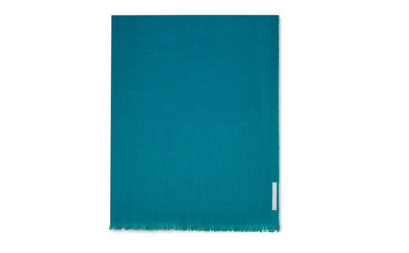 Side view of Iona, Teal Superfine Cashmere Scarf - £250.00