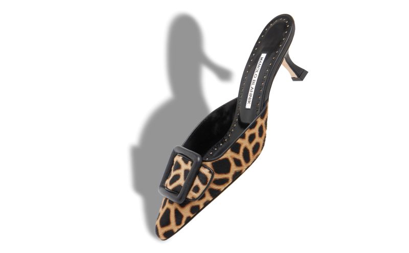 Maysalebi, Brown and Black Calf Hair Animal Print Mules - £795.00