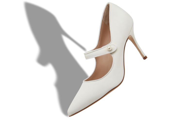 Camparipearl, White Crepe De Chine Mary Jane Pumps
 - CA$1,235.00