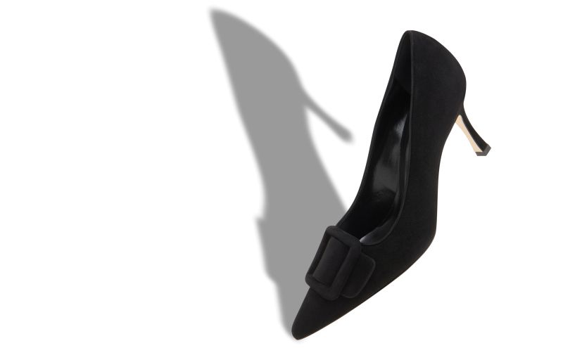 Maysalepump 70, Black Suede Buckle Detail Pumps - €825.00