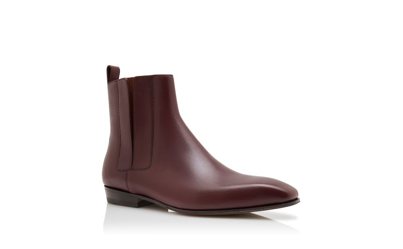 Bruton, Dark Red Calf Leather Ankle Boots - £975.00