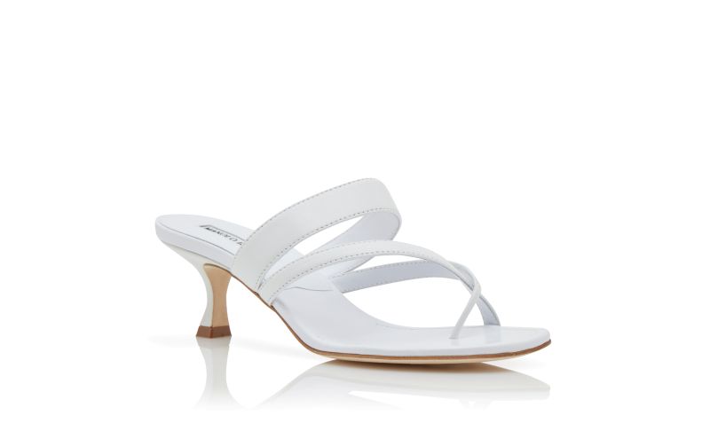 Susa, White Nappa Leather Crossover Strappy Mules - US$845.00