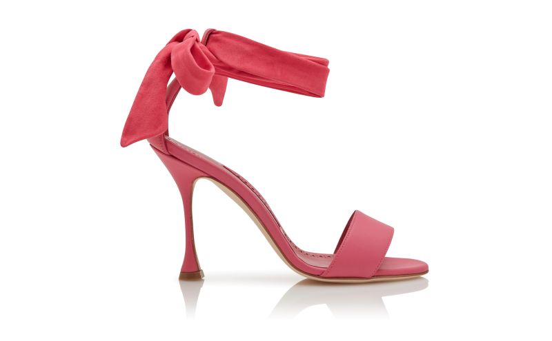 Side view of Chastana, Pink Nappa Leather Bow Detail Sandals - AU$743.00
