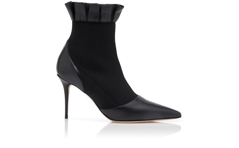 Side view of Nafar, Black Nappa Leather Ankle Boots - AU$1,078.00