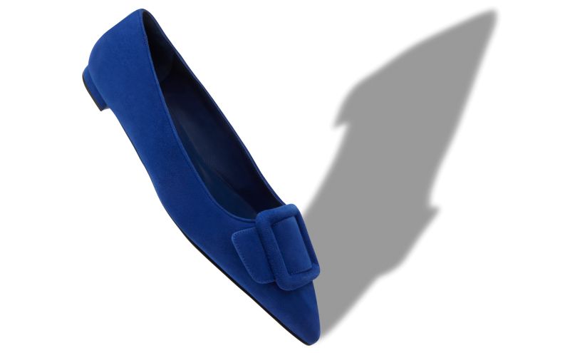 Maysalepumpflat, Blue Suede Buckle Detail Flat Pumps - £625.00 