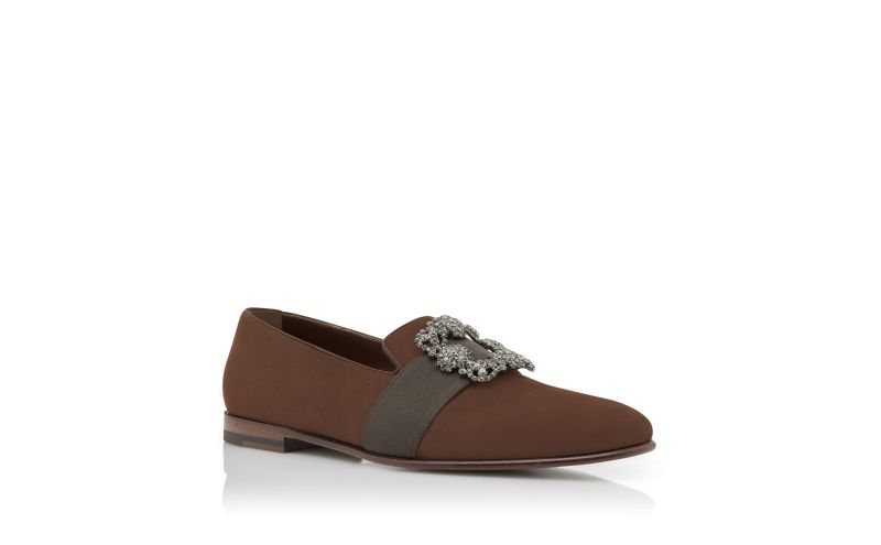 Carlton, Brown Suede Jewel Buckle Loafers - £975.00