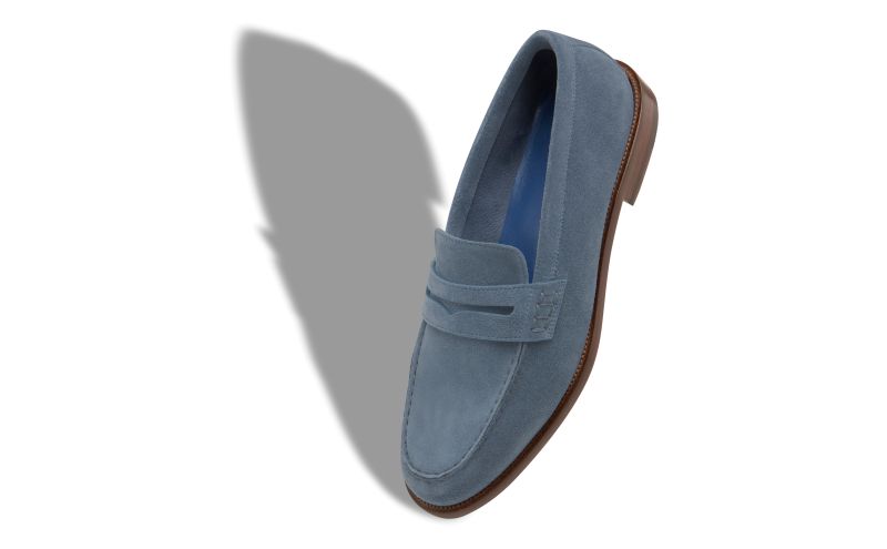 Perry, Blue Suede Penny Loafers - £725.00