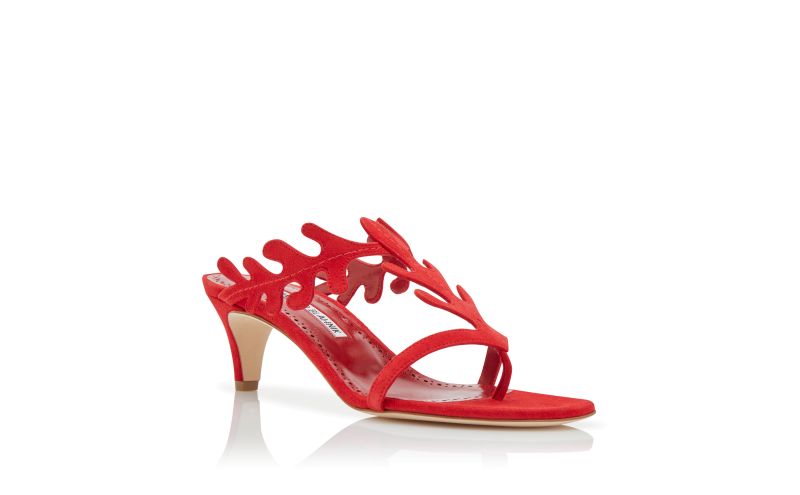 Hidrag, Red Suede Serrated Mules  - US$875.00