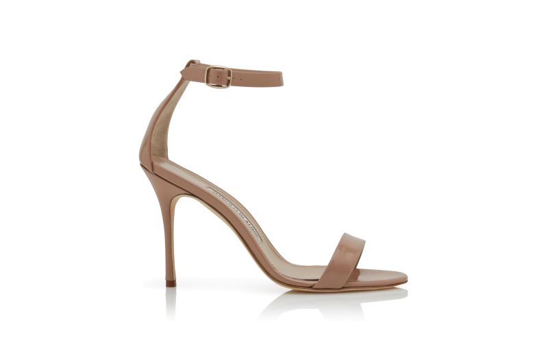 Side view of Chaos, Beige Patent Leather Ankle Strap Sandals - US$775.00