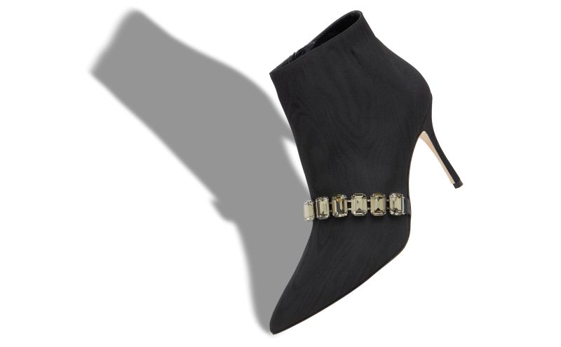 Bumilalo, Black Moire Jewel Strap Ankle Boots - CA$1,685.00