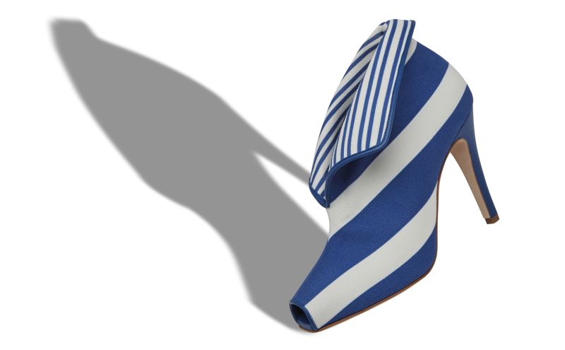 Tanatos, Blue and White Striped Cotton Shoe Booties - £825.00