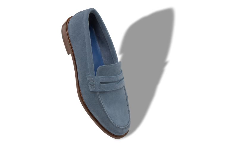 Perry, Blue Suede Penny Loafers - £725.00 