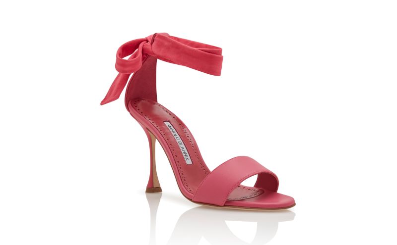 Chastana, Pink Nappa Leather Bow Detail Sandals - AU$743.00