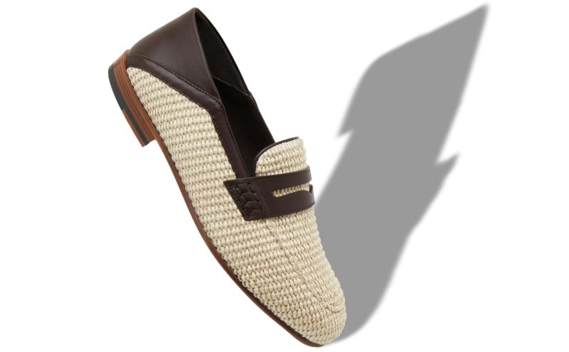 Padstow, Cream and Red Raffia Penny Loafers - AU$1,405.00 