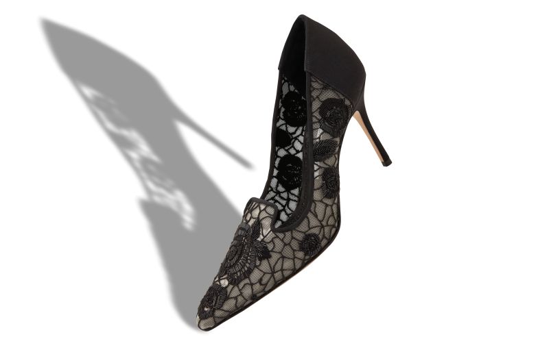 Milandra, Black Mesh Floral Detail Pumps - US$2,885.00