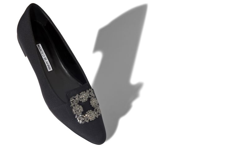 Marria, Black Crepe de Chine Embellished Flat Pumps - €895.00 