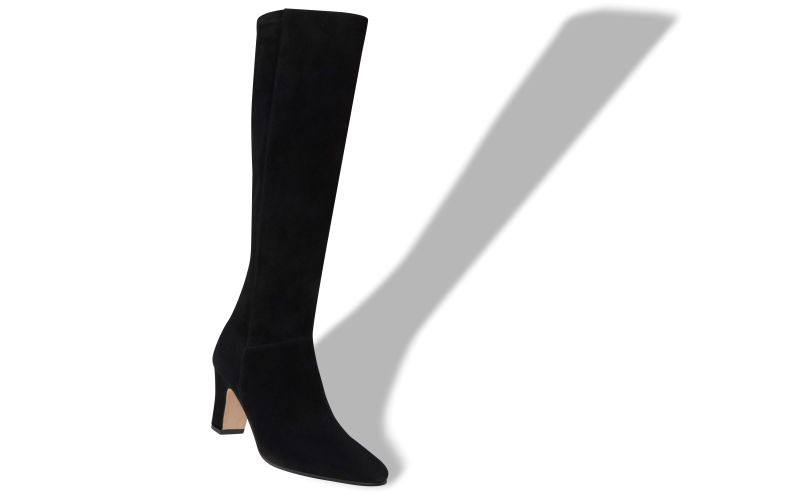 Designer Black Suede Knee High Boots