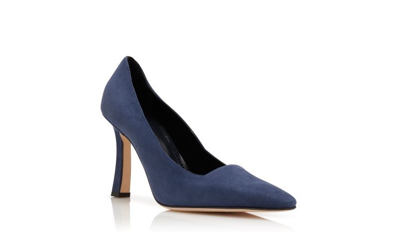 Moira, Navy Blue Suede Square Cut Pumps - €750.00