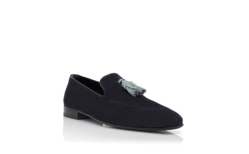 Chester, Navy Blue Suede Tassel Detail Loafers - £675.00