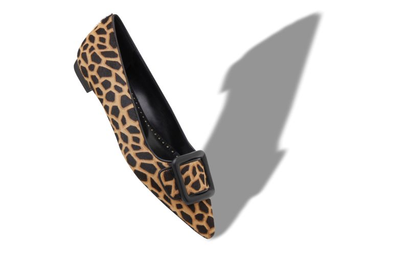 Maysalepumpflat, Brown and Black Calf Hair Animal Print Flats - £825.00 