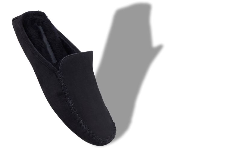 Designer Navy Blue Suede Slippers