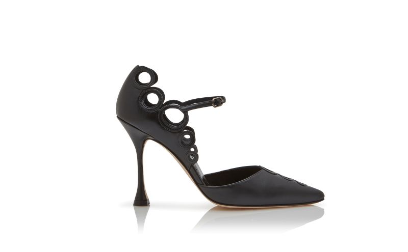 Side view of Akbarak, Black Nappa Leather Pointed Toe Pumps - AU$988.00